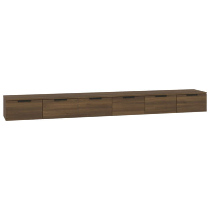 vidaXL Wandkasten 2 st 102x30x20 cm bewerkt hout bruin eikenkleur