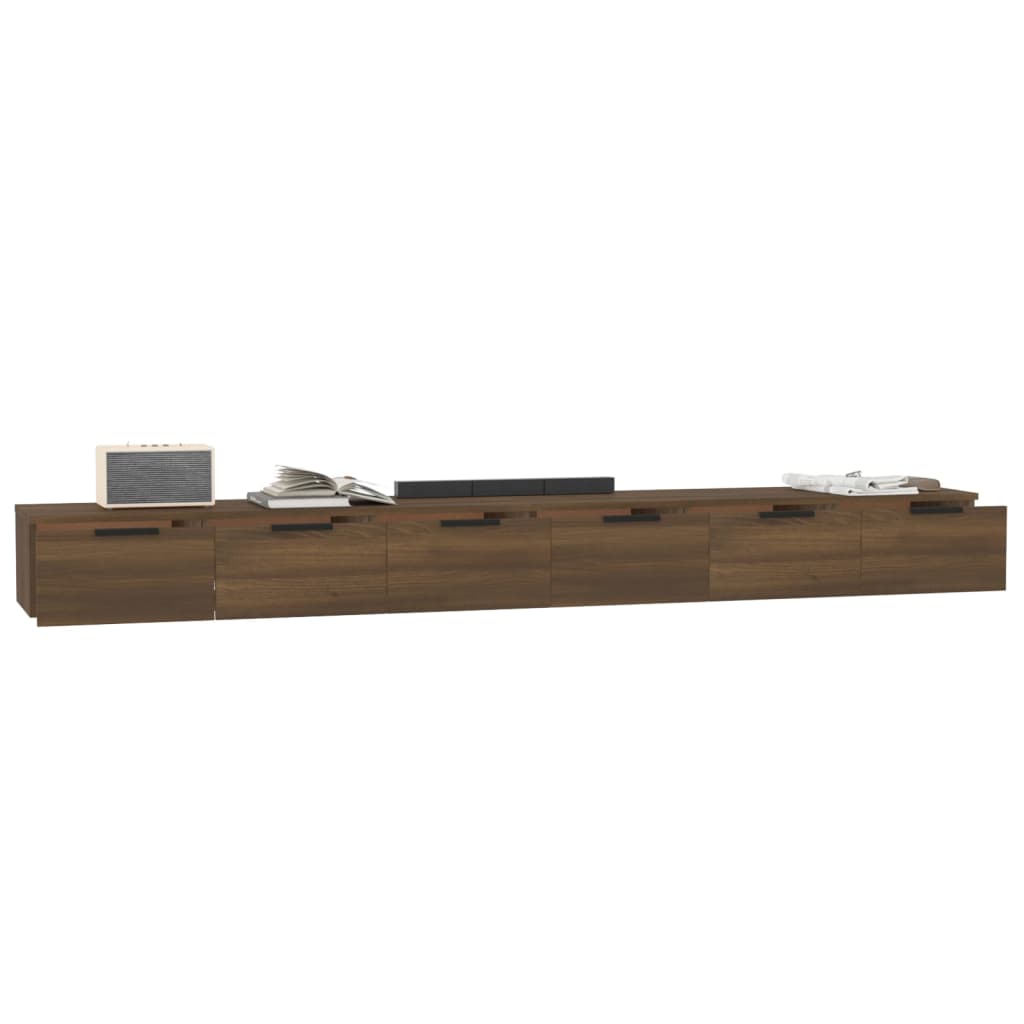 vidaXL Wandkasten 2 st 102x30x20 cm bewerkt hout bruin eikenkleur