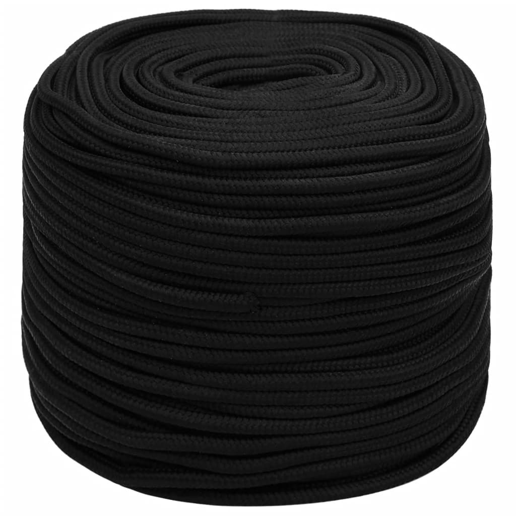 vidaXL Werktouw 6 mm 50 m polyester zwart