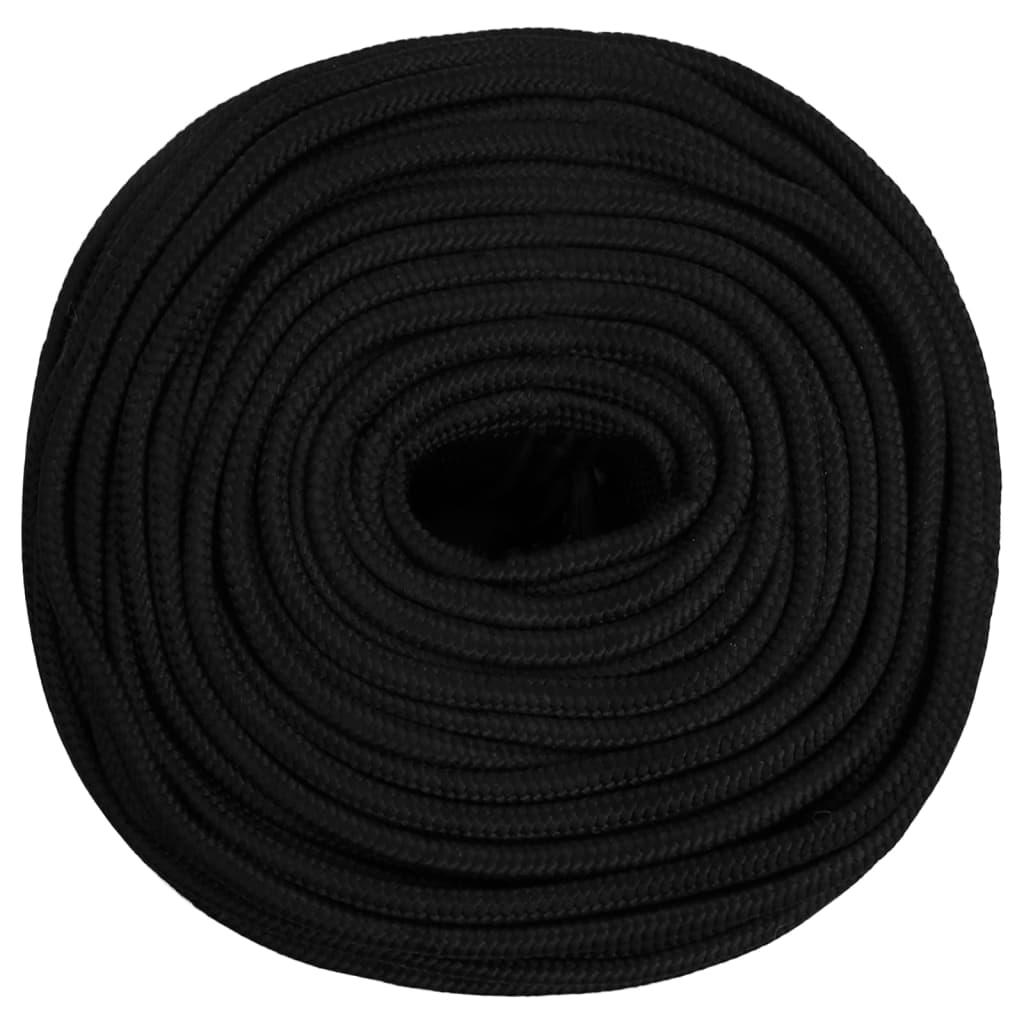 vidaXL Werktouw 6 mm 50 m polyester zwart