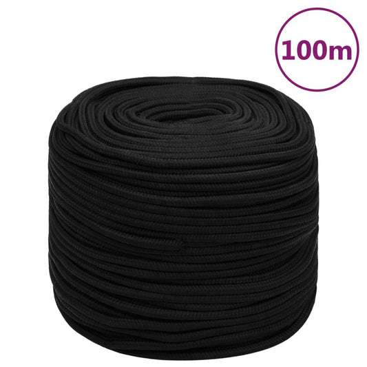 vidaXL Werktouw 10 mm 100 m polyester zwart