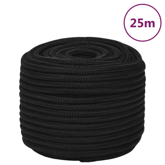 vidaXL Werktouw 14 mm 25 m polyester zwart