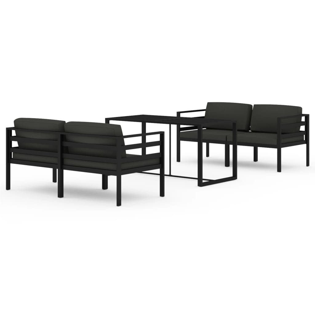 vidaXL 5-delige Loungeset met kussens aluminium antracietkleurig