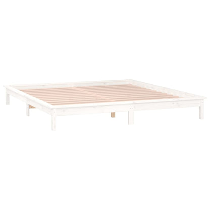 vidaXL Bedframe LED massief hout wit 160x200 cm