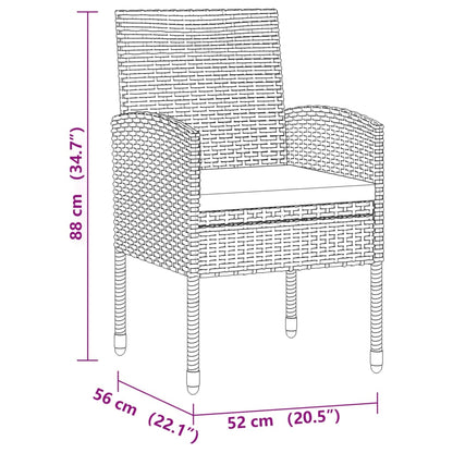 vidaXL 3-delige Tuinset poly rattan zwart