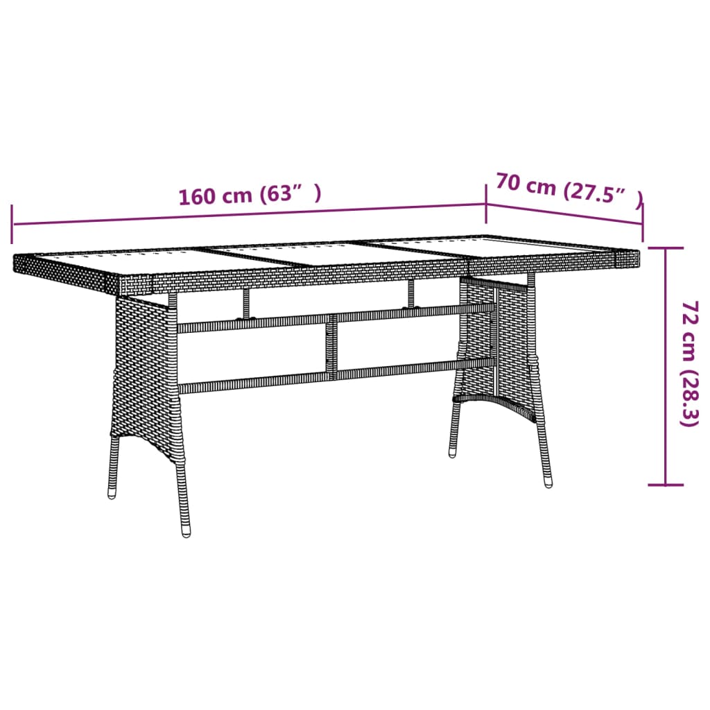 vidaXL 7-delige Tuinset poly rattan grijs