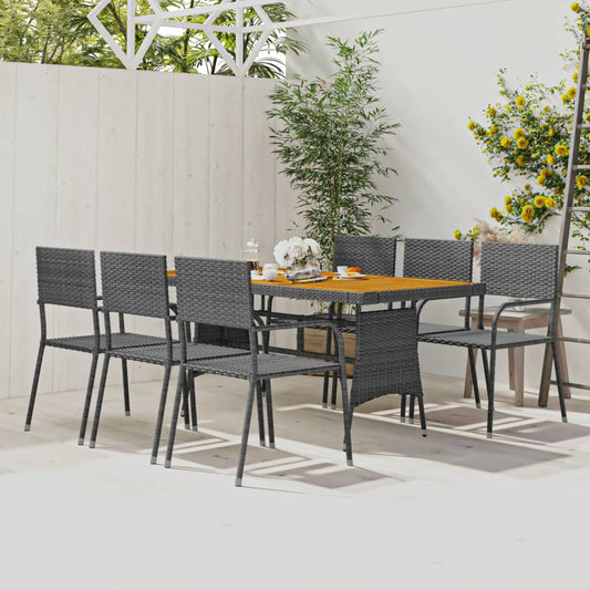 vidaXL 7-delige Tuinset poly rattan grijs