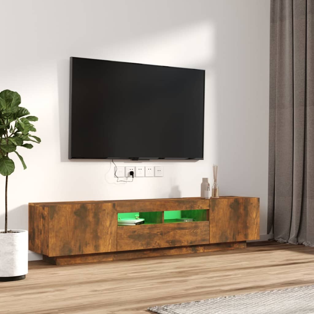 vidaXL 2-delige Tv-meubelset met LED bewerkt hout gerookt eikenkleurig