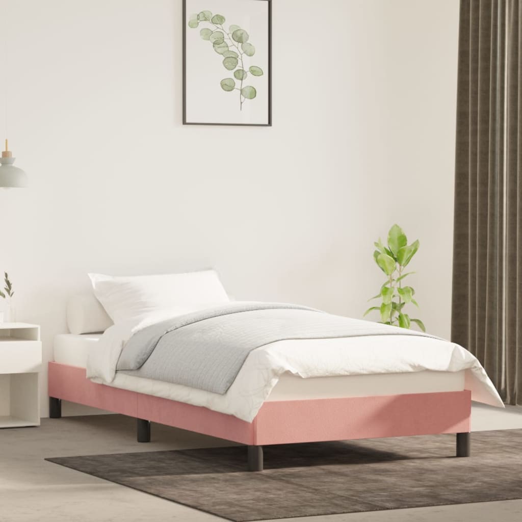 vidaXL Bedframe fluweel roze 100x200 cm