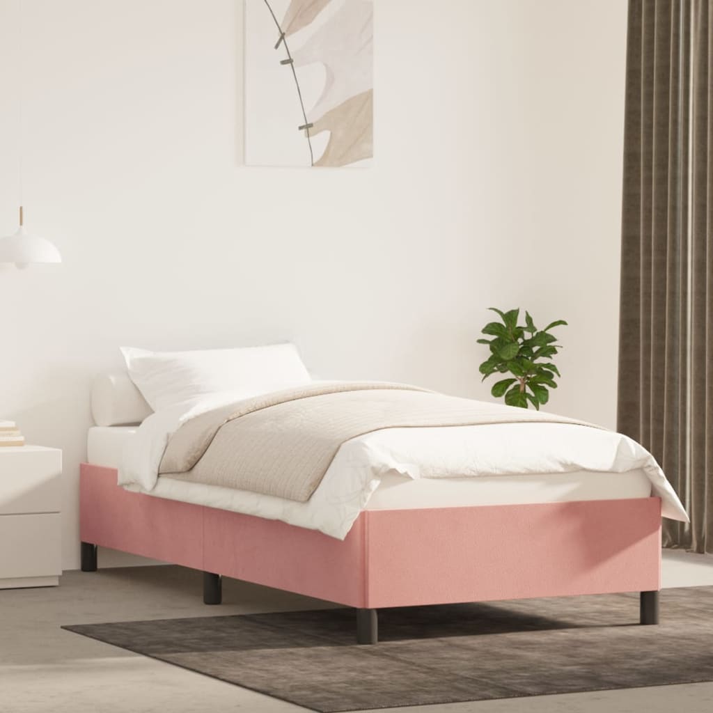 vidaXL Bedframe fluweel roze 90x200 cm