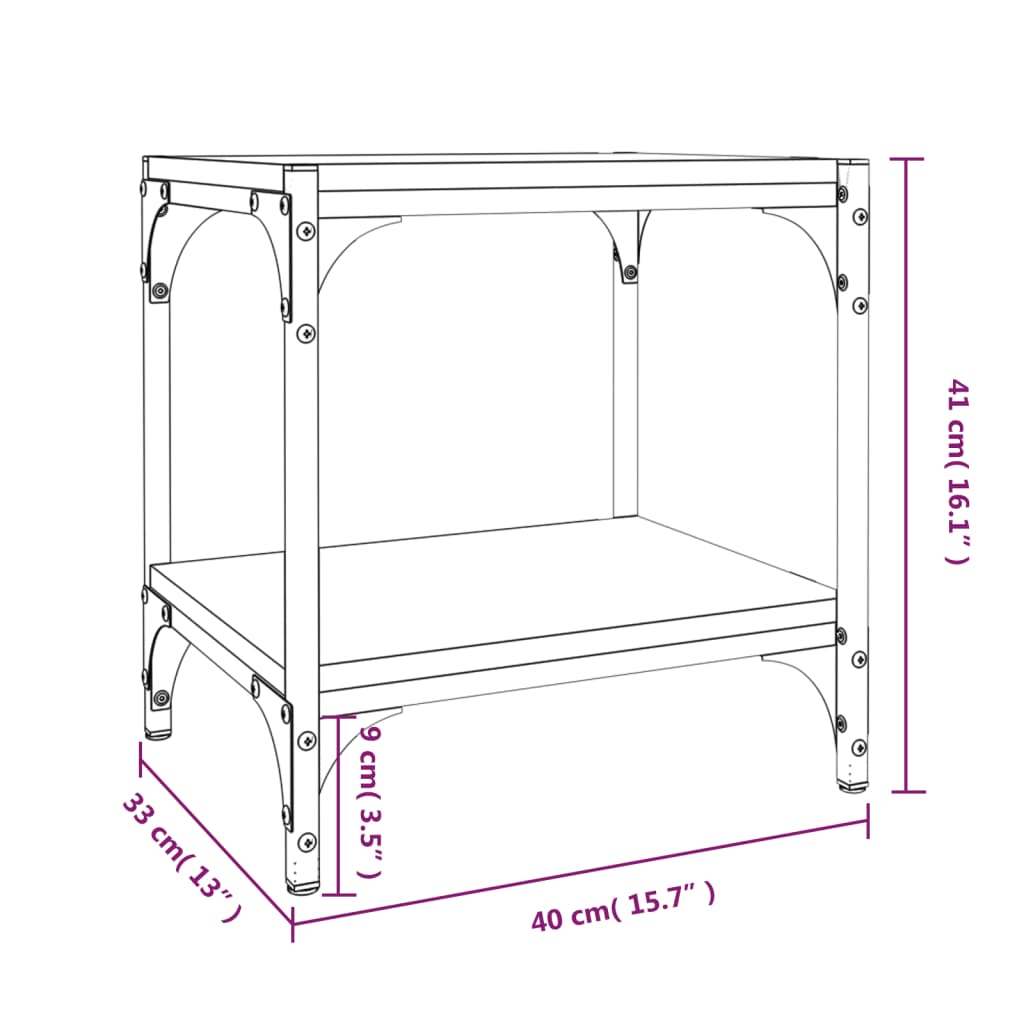 vidaXL Tv-meubel 40x33x41 cm bewerkt hout en staal grijs sonoma eiken