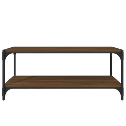 vidaXL Tv-meubel 100x33x41 cm bewerkt hout en staal bruin eikenkleur