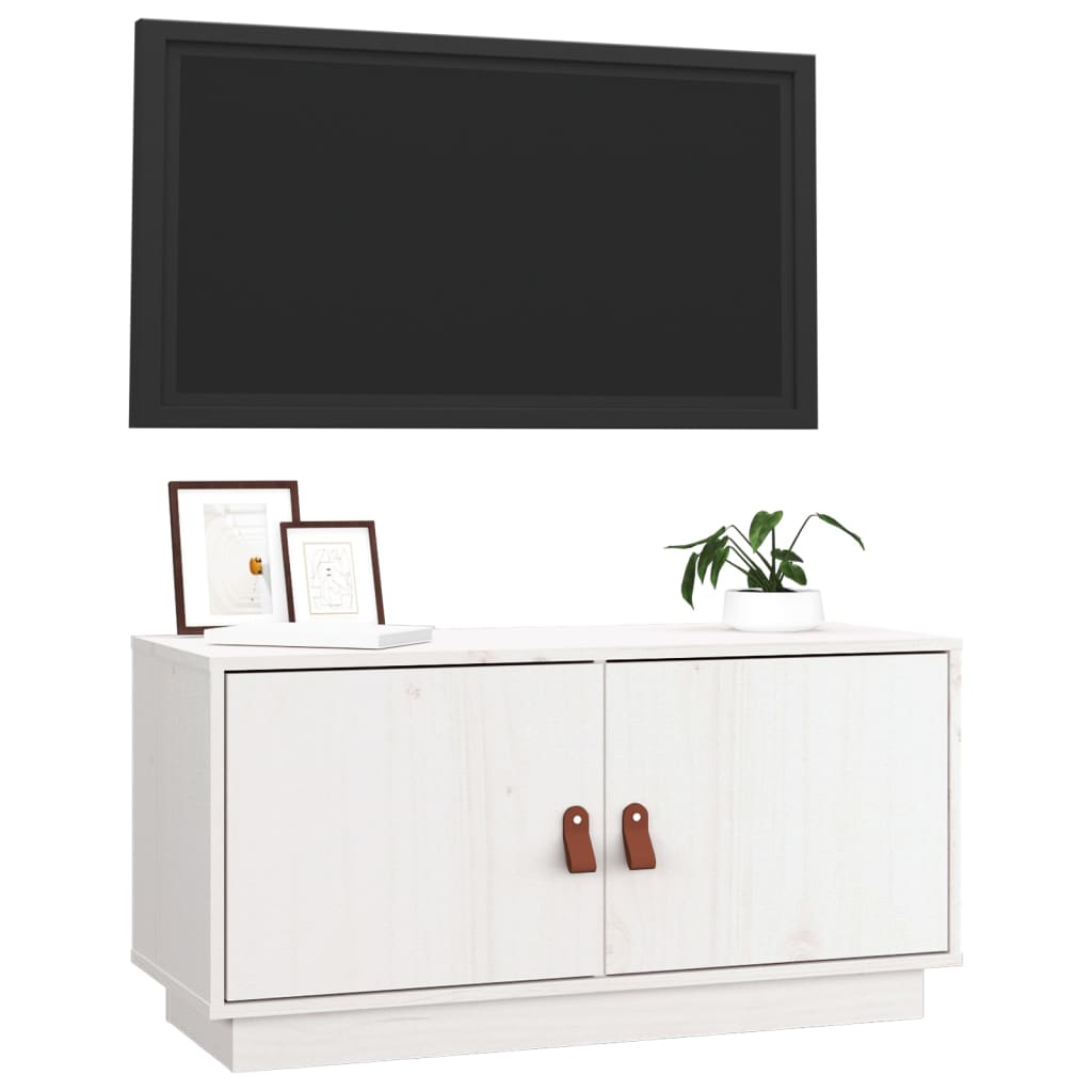 vidaXL Tv-meubel 80x34x40 cm massief grenenhout wit