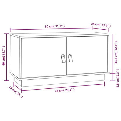 vidaXL Tv-meubel 80x34x40 cm massief grenenhout wit