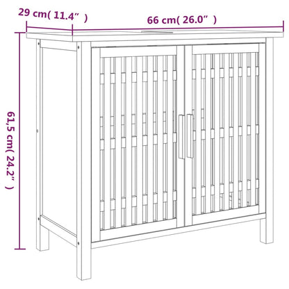 vidaXL Wastafelkast 66x29x61,5 cm massief walnotenhout