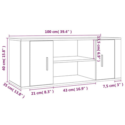 vidaXL Tv-meubel 100x35x40 cm bewerkt hout grijs sonoma eikenkleurig