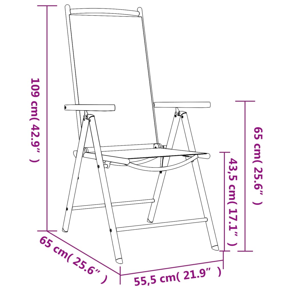 vidaXL 7-delige Tuinset aluminium zwart