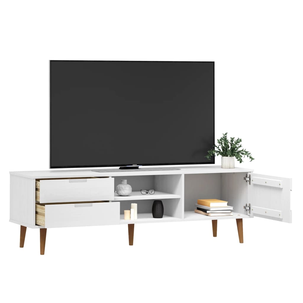 vidaXL Tv-meubel MOLDE 158x40x49 cm massief grenenhout wit