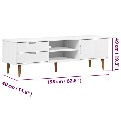 vidaXL Tv-meubel MOLDE 158x40x49 cm massief grenenhout wit