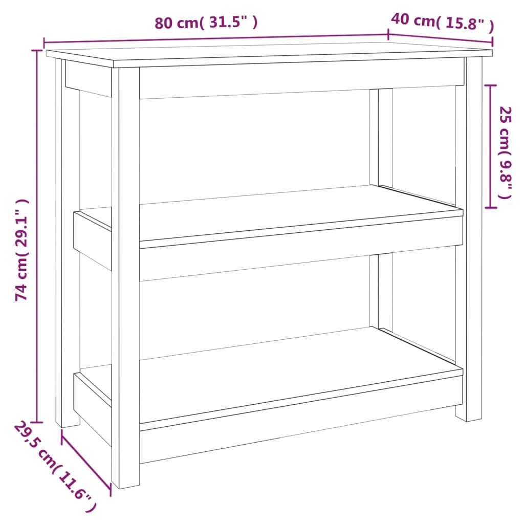 vidaXL Wandtafel 80x40x74 cm massief grenenhout honingbruin