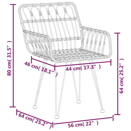 vidaXL Tuinstoelen 2 st met armleuning 56x64x80 cm PE-rattan zwart