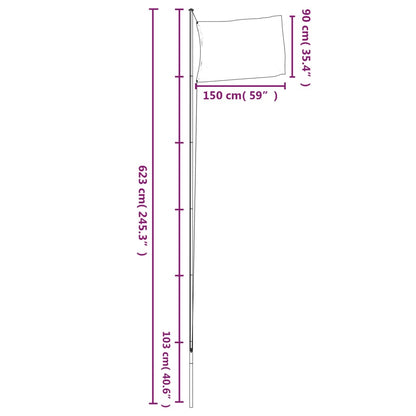 vidaXL Vlag met vlaggenmast Frankrijk 6,23 m aluminium