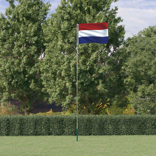 vidaXL Vlag met vlaggenmast Nederland 5,55 m aluminium