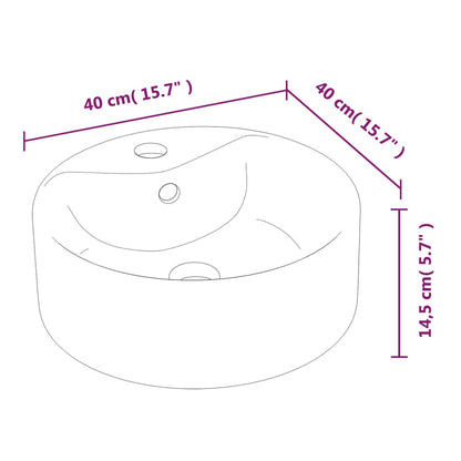 vidaXL Wasbak 40x14,5 cm rond keramiek wit