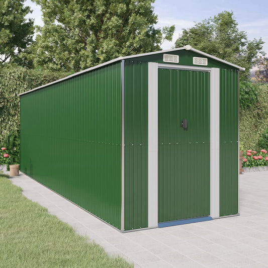 vidaXL Tuinschuur 192x606x223 cm gegalvaniseerd staal groen