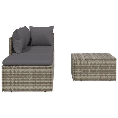 vidaXL 4-delige Loungeset met kussens poly rattan grijs