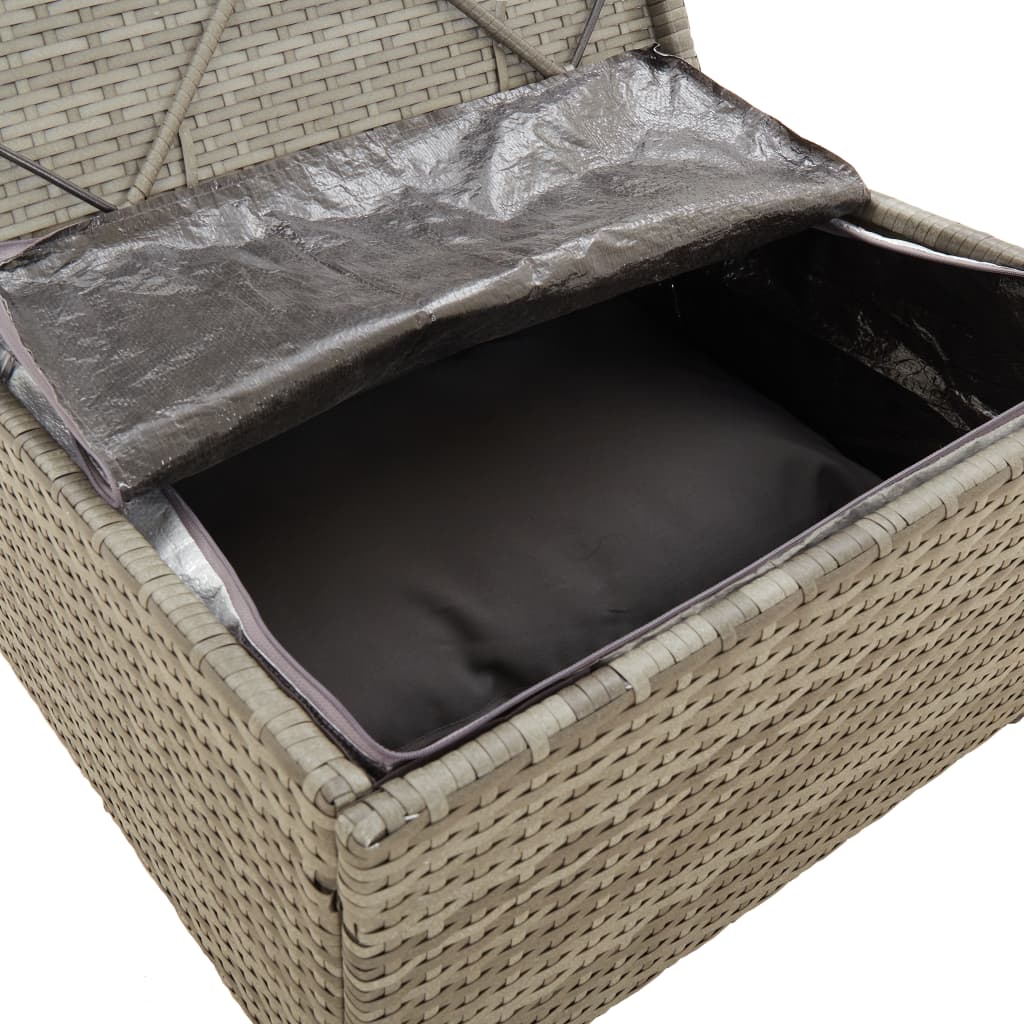 vidaXL 4-delige Loungeset met kussens poly rattan grijs