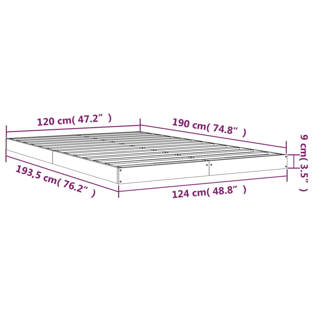 vidaXL Bedframe massief grenenhout 120x190 cm