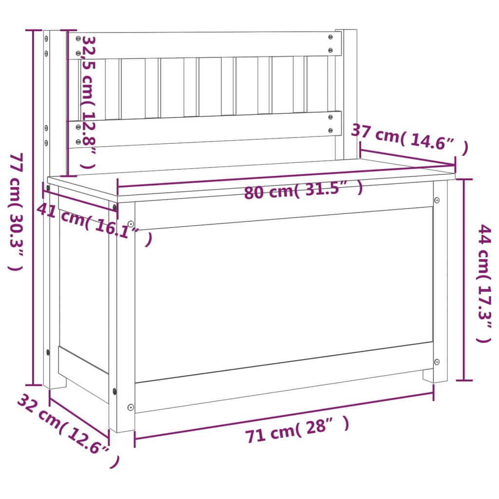 vidaXL Bankje 80x41x77 cm massief grenenhout wit