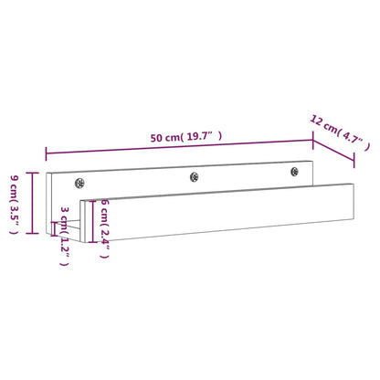 vidaXL Wandschappen 2 st 50x12x9 cm massief grenenhout grijs