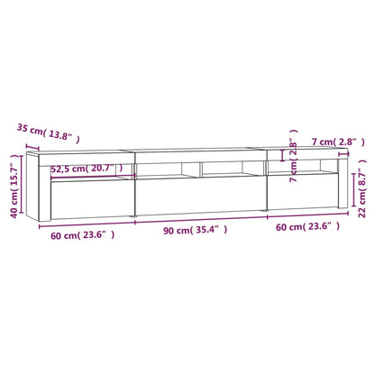 vidaXL Tv-meubel met LED-verlichting 210x35x40 cm gerookt eikenkleurig