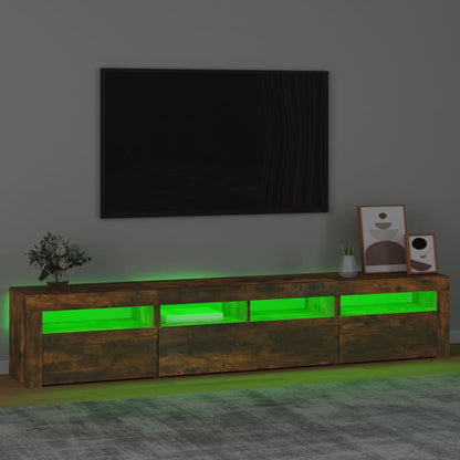 vidaXL Tv-meubel met LED-verlichting 210x35x40 cm gerookt eikenkleurig