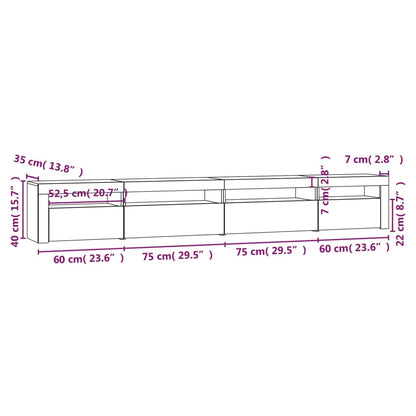 vidaXL Tv-meubel met LED-verlichting 270x35x40 cm betongrijs