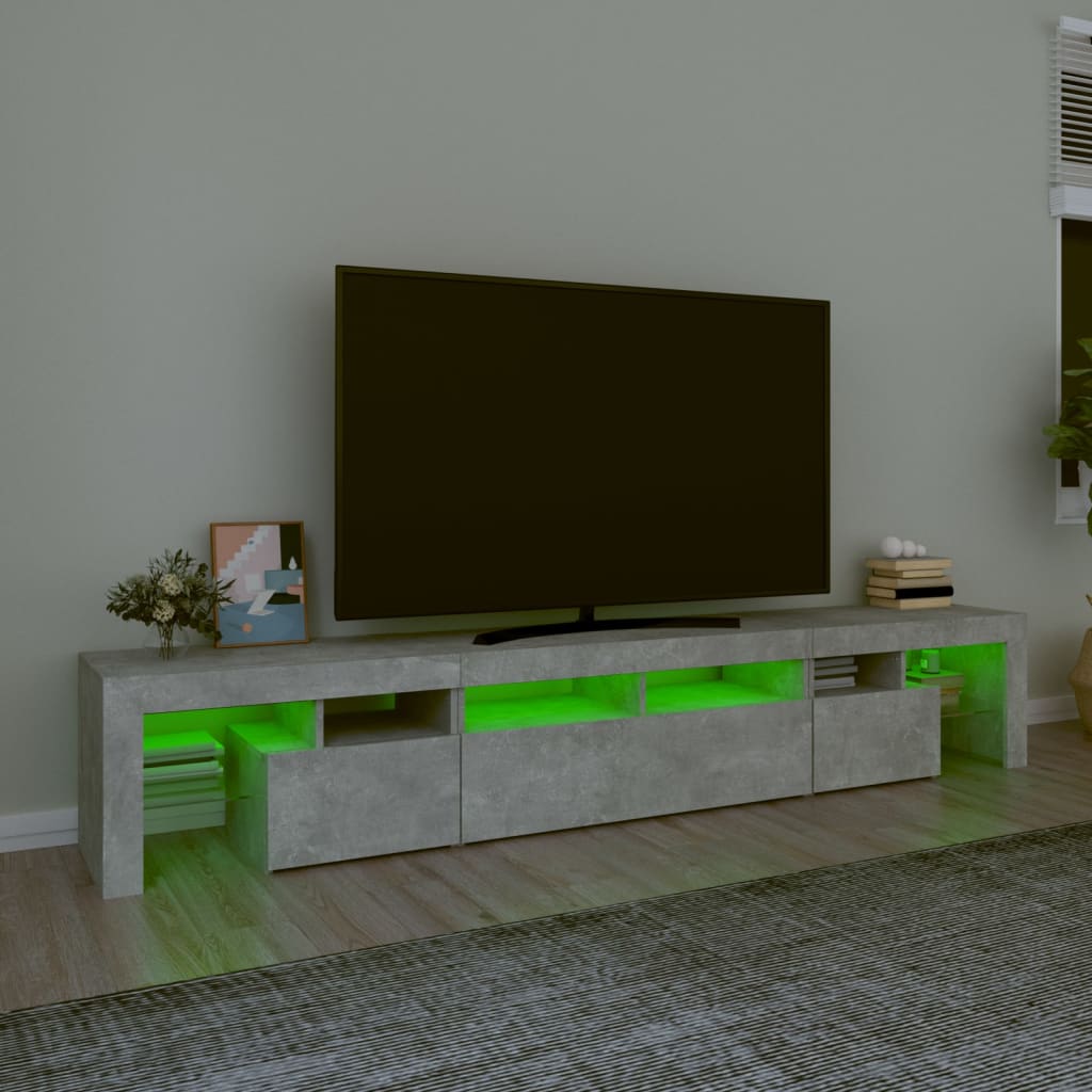 vidaXL Tv-meubel met LED-verlichting 230x36,5x40 cm betongrijs