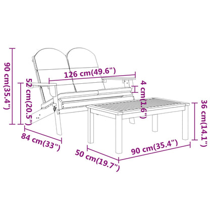 vidaXL 3-delige Loungeset Adirondack massief acaciahout