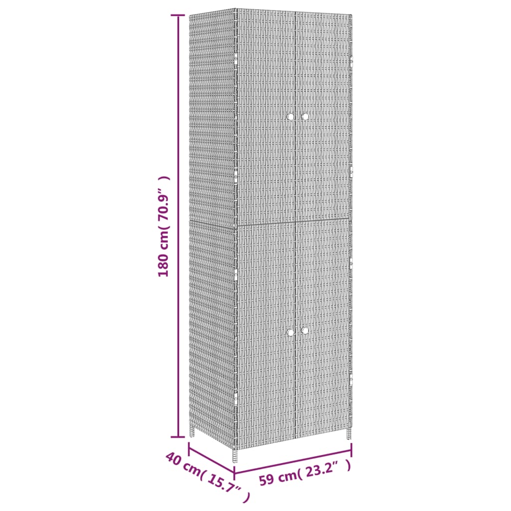 vidaXL Tuinkast 59x40x180 cm poly rattan grijs