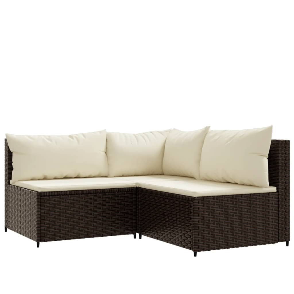 vidaXL 4-delige Loungeset met kussens poly rattan bruin