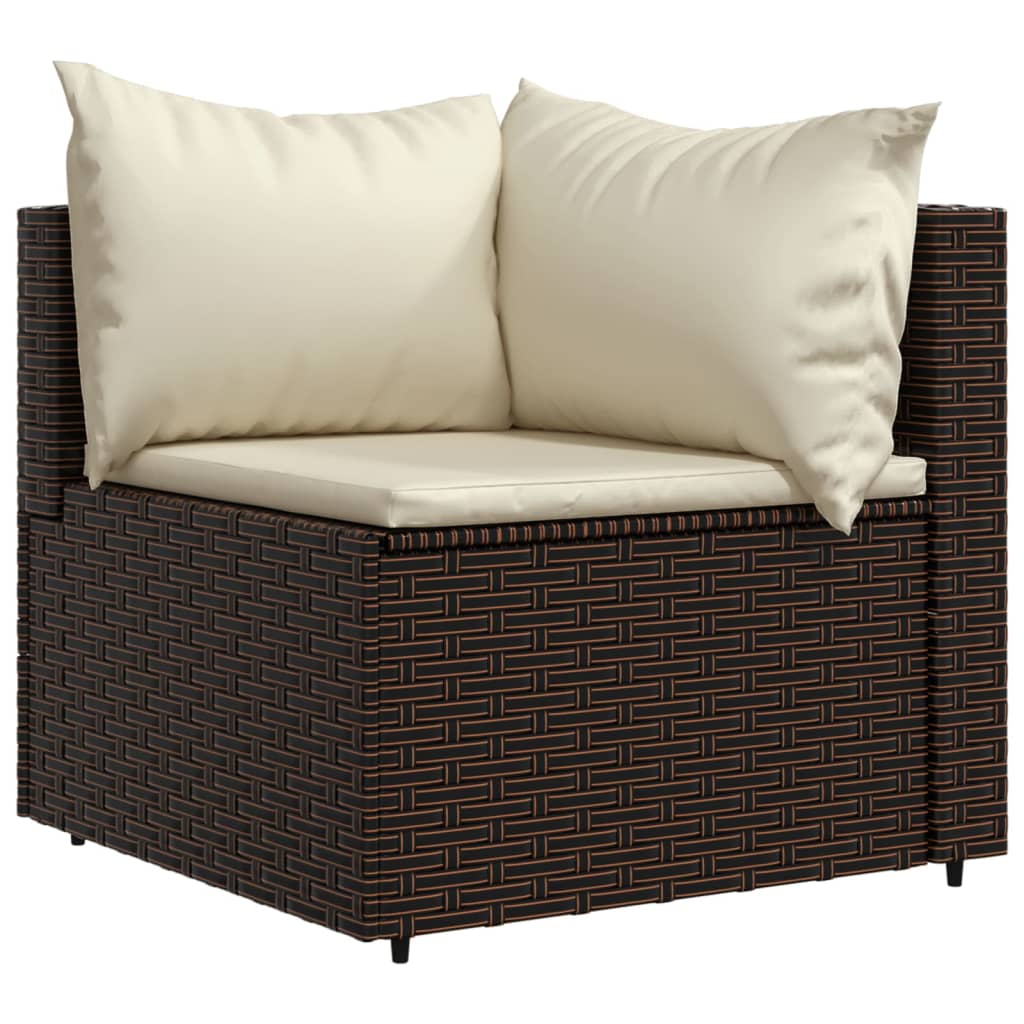 vidaXL 4-delige Loungeset met kussens poly rattan bruin