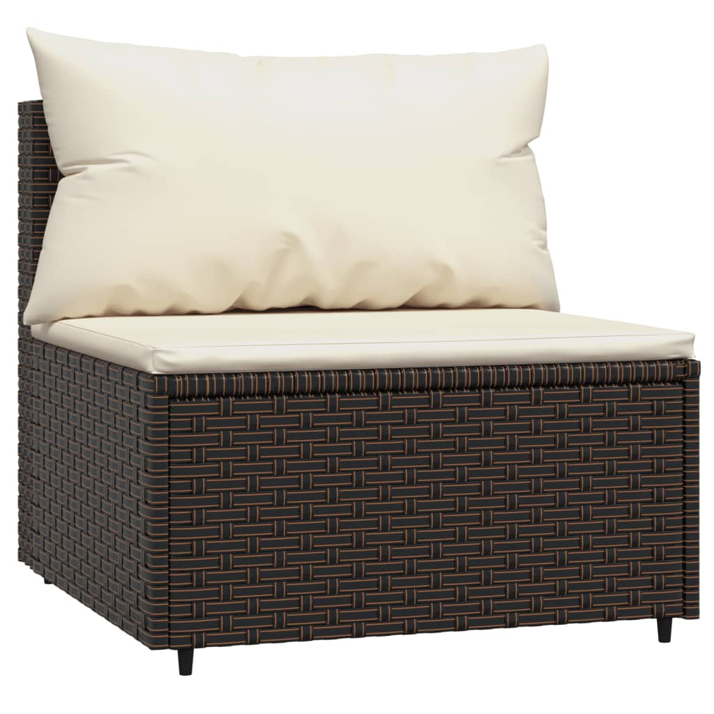 vidaXL 4-delige Loungeset met kussens poly rattan bruin