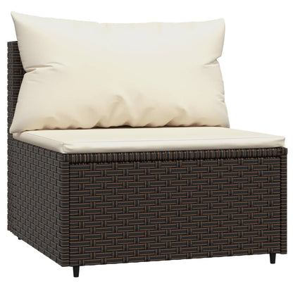 vidaXL 4-delige Loungeset met kussens poly rattan bruin