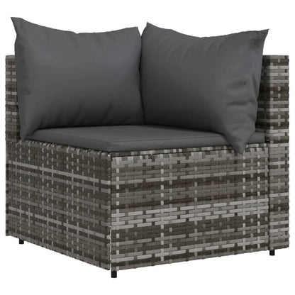 vidaXL 3-delige Loungeset met kussens poly rattan grijs