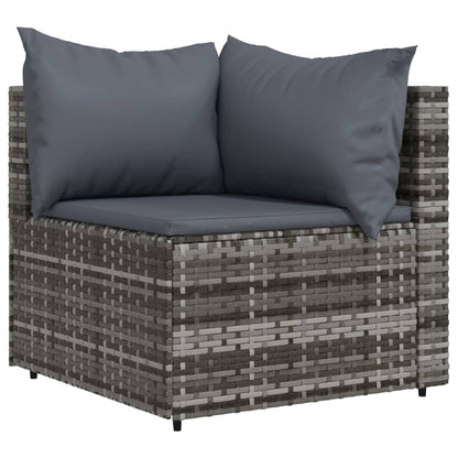 vidaXL 4-delige Loungeset met kussens poly rattan grijs