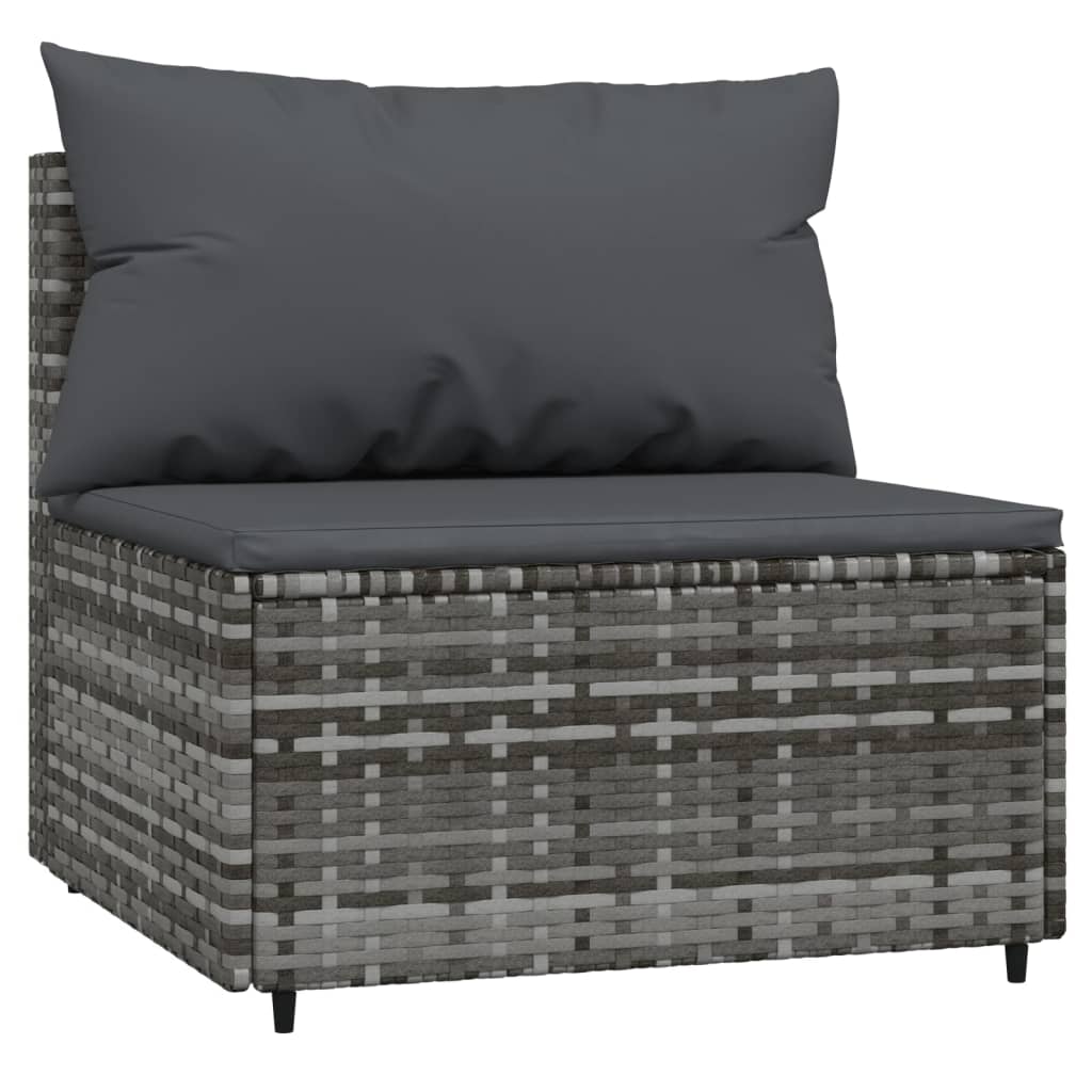 vidaXL 4-delige Loungeset met kussens poly rattan grijs