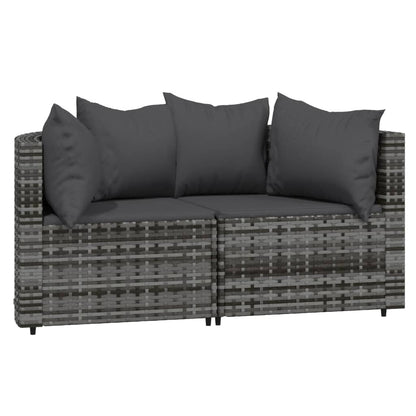 vidaXL 3-delige Loungeset met kussens poly rattan grijs