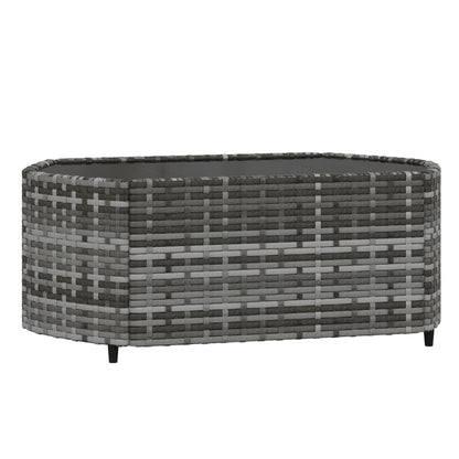 vidaXL 3-delige Loungeset met kussens poly rattan grijs