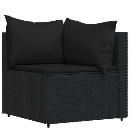 vidaXL 3-delige Loungeset met kussens poly rattan zwart